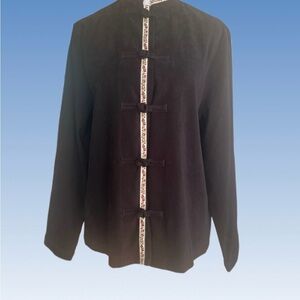 Amanda Smith Black Jacket with Floral Trim size 8